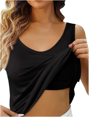 Built in Bra Tank Tops for Women Shelf Bra Adjustable Spaghetti Strap Tank Top Basic Cami Undershirt