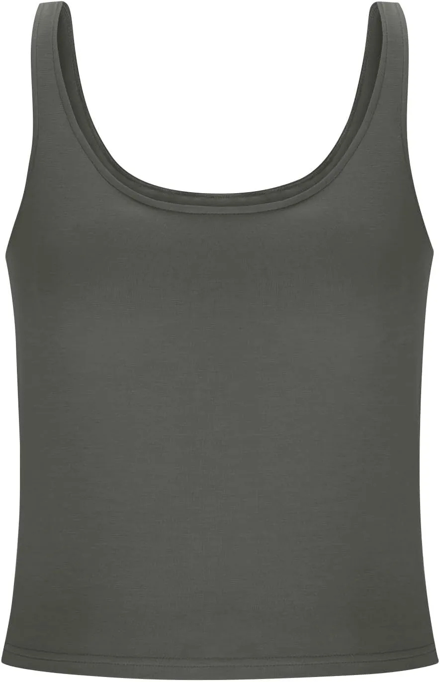 Built in Bra Tank Tops for Women Workout Scoop Neck Padded Sports Camisole Moisture Wicking Sleeveless Gym Shirt