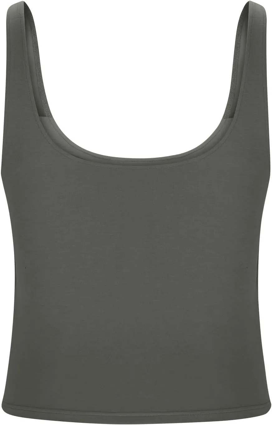 Built in Bra Tank Tops for Women Workout Scoop Neck Padded Sports Camisole Moisture Wicking Sleeveless Gym Shirt