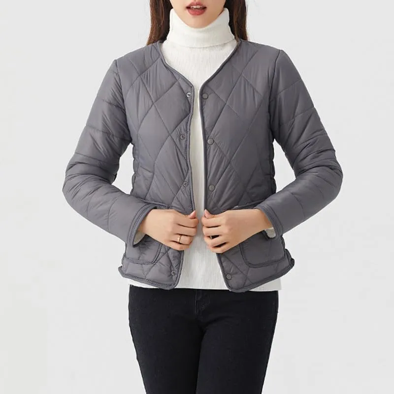 Buttons Cotton Coat Thicken Fleece Padded Jacket Liner With Pockets Women Lightweight Sherpa Warm Quilted Top