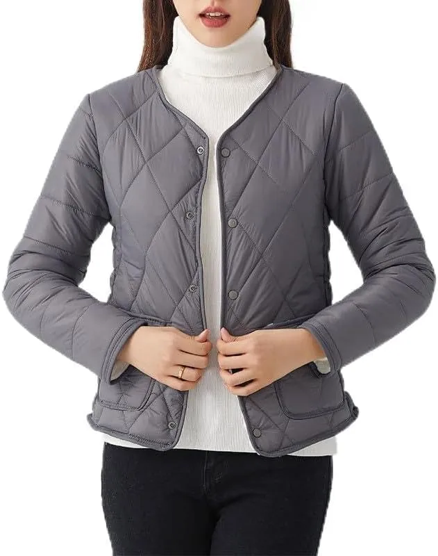 Buttons Cotton Coat Thicken Fleece Padded Jacket Liner With Pockets Women Lightweight Sherpa Warm Quilted Top