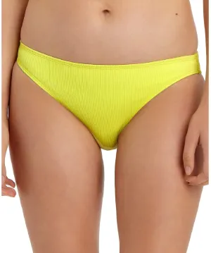 California Waves Juniors' Ribbed Hipster Bikini Bottoms, Yellow, M