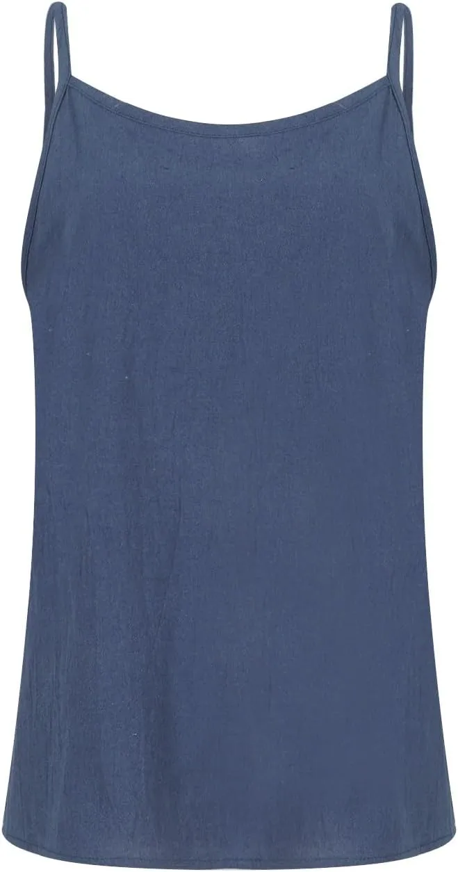 Camisole Tops for Women Summer V Neck Sleeveless Tops Loose Fit Swing Spaghetti Strap Cotton Linen Cami Tank Top