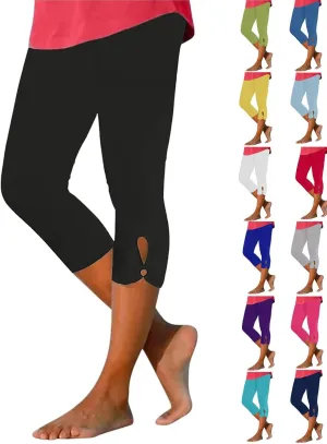 Capri Leggings for Women 2025 Stretch Capri Pants Plus Size Capris Summer Capris High Waisted Soft Yoga Pants Trendy