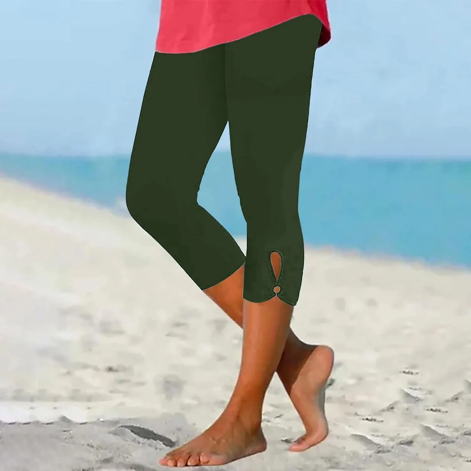 Capri Leggings for Women 2025 Stretch Capri Pants Plus Size Capris Summer Capris High Waisted Soft Yoga Pants Trendy