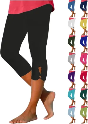 Capri Leggings for Women, Stretch Capri Pants Plus Size Capris 2025 Trendy Summer Capris High Waisted Soft Yoga Pants
