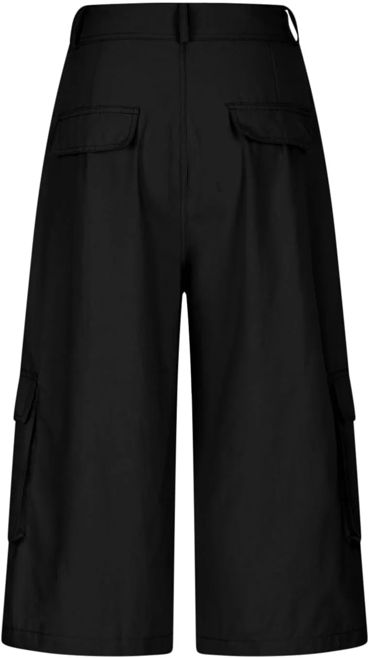 Cargo Capris for Women Stretch Wide Leg Hiking Pants Lightweight Quick Dry Baggy Cargo Pants with Pockets