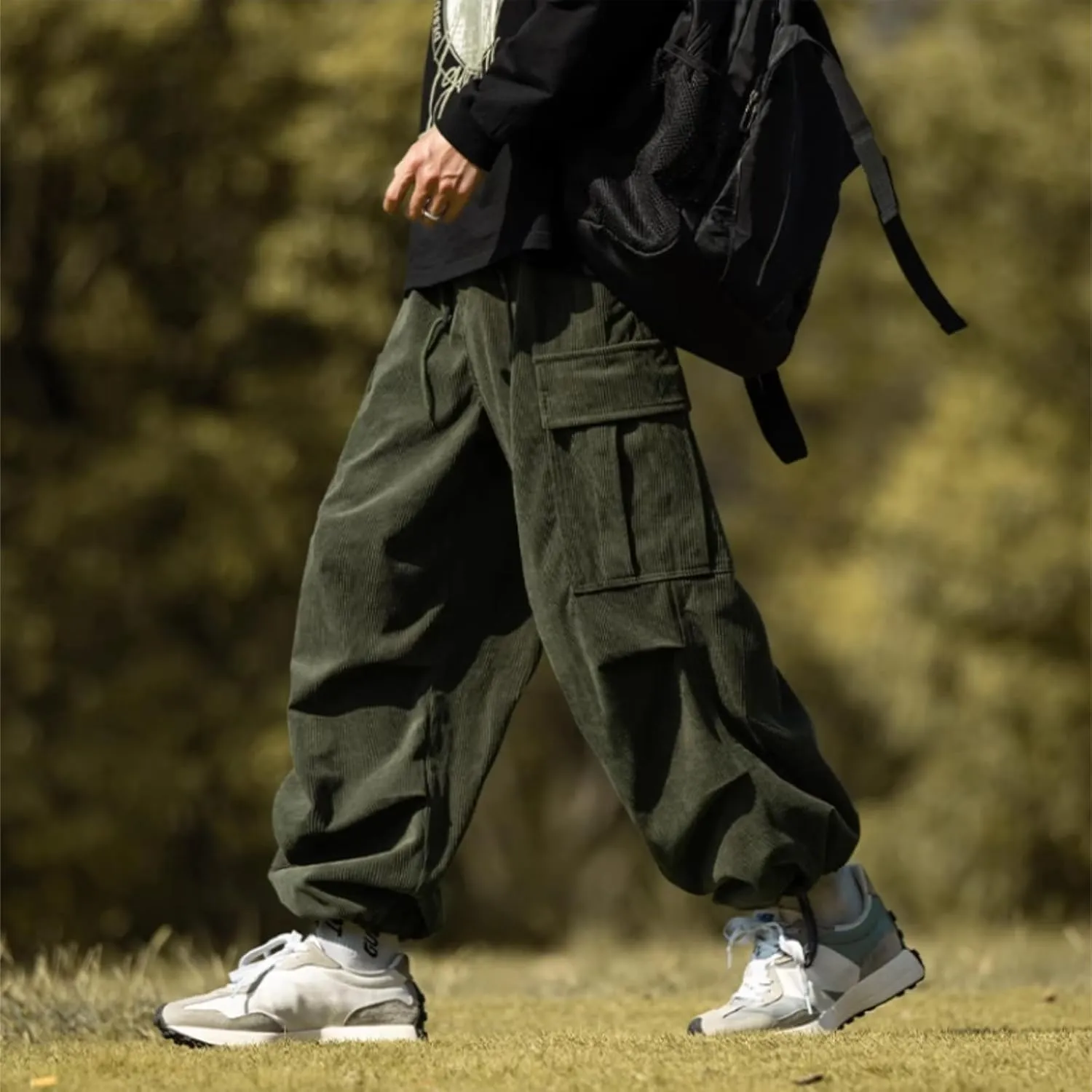 Cargo Pants for Men Baggy Cargo Pants Parachute Pants Trendy Stretchy High Waist Wide Leg Trousers with Pockets