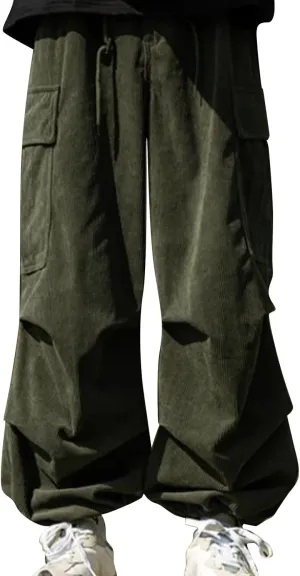 Cargo Pants for Men Baggy Cargo Pants Parachute Pants Trendy Stretchy High Waist Wide Leg Trousers with Pockets