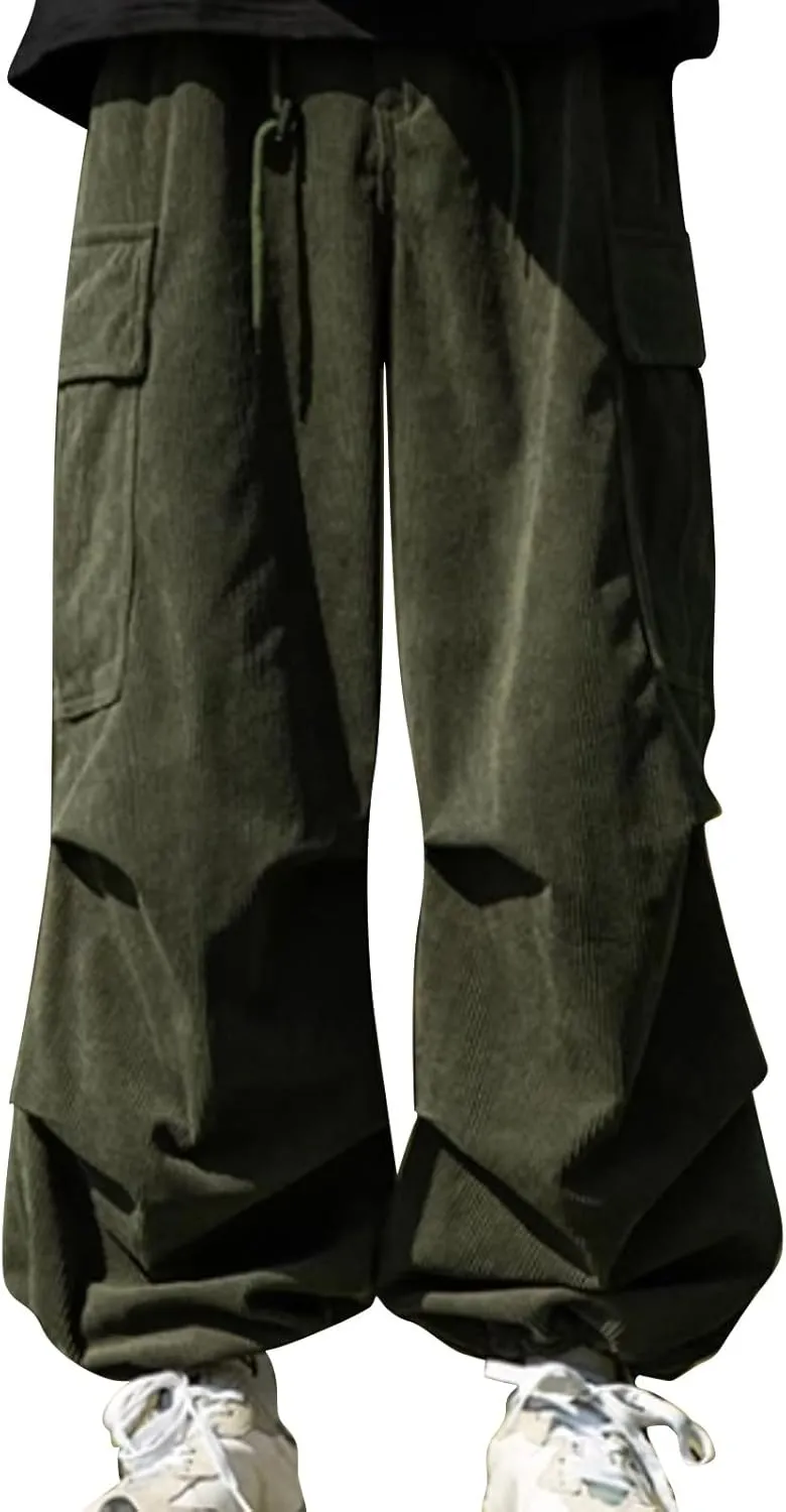 Cargo Pants for Men Baggy Cargo Pants Parachute Pants Trendy Stretchy High Waist Wide Leg Trousers with Pockets