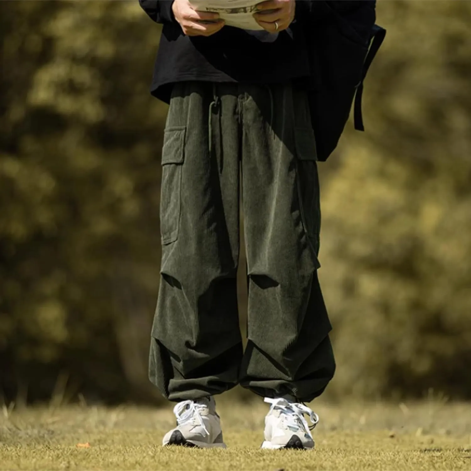 Cargo Pants for Men Baggy Cargo Pants Parachute Pants Trendy Stretchy High Waist Wide Leg Trousers with Pockets