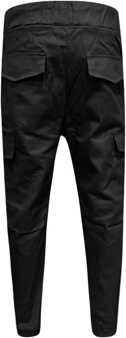 Cargo Pants for Men Casual Drawstring Waist Tapered Leg Pants Loose Fit Hiking Travel Pants with Multi Pockets