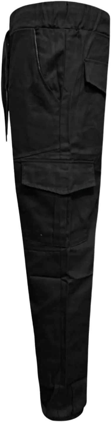 Cargo Pants for Men Casual Drawstring Waist Tapered Leg Pants Loose Fit Hiking Travel Pants with Multi Pockets