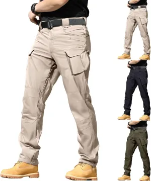 Cargo Pants for Men Work Flex Camo Tactical Waterproof Pants Elastic Waist Lightweight Hiking Pants with Pockets