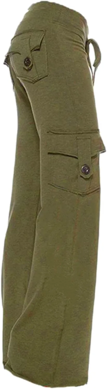 Cargo Pants Women High Waisted Hiking Pants Stretchy Wide Leg Pants Lightweight Travel Pants Plus Size Pocket Trousers