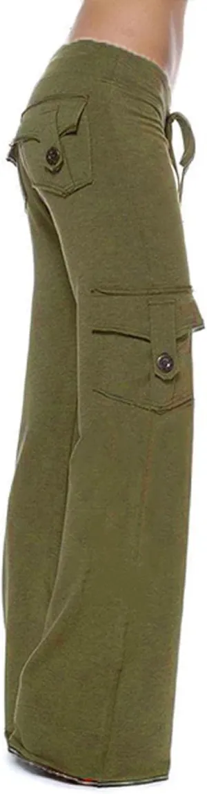 Cargo Pants Women High Waisted Hiking Pants Stretchy Wide Leg Pants Lightweight Travel Pants Plus Size Pocket Trousers