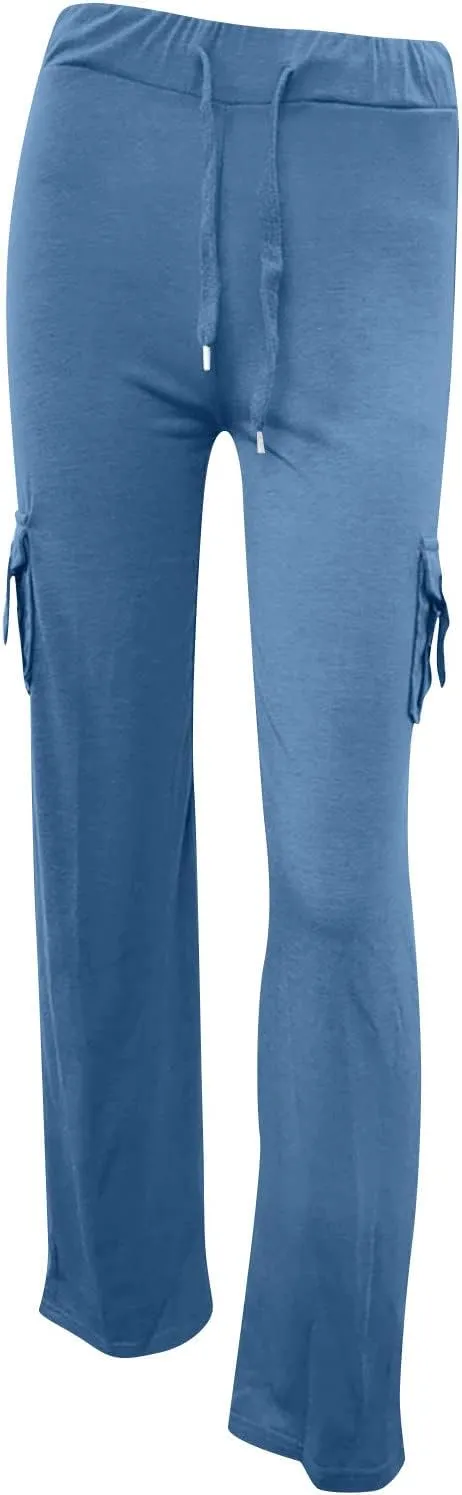 Cargo Pants Women High Waisted Yoga Trouser Pants with Pockets Baggy Wide Leg Cargo Pant Casual Bootcut Leggings