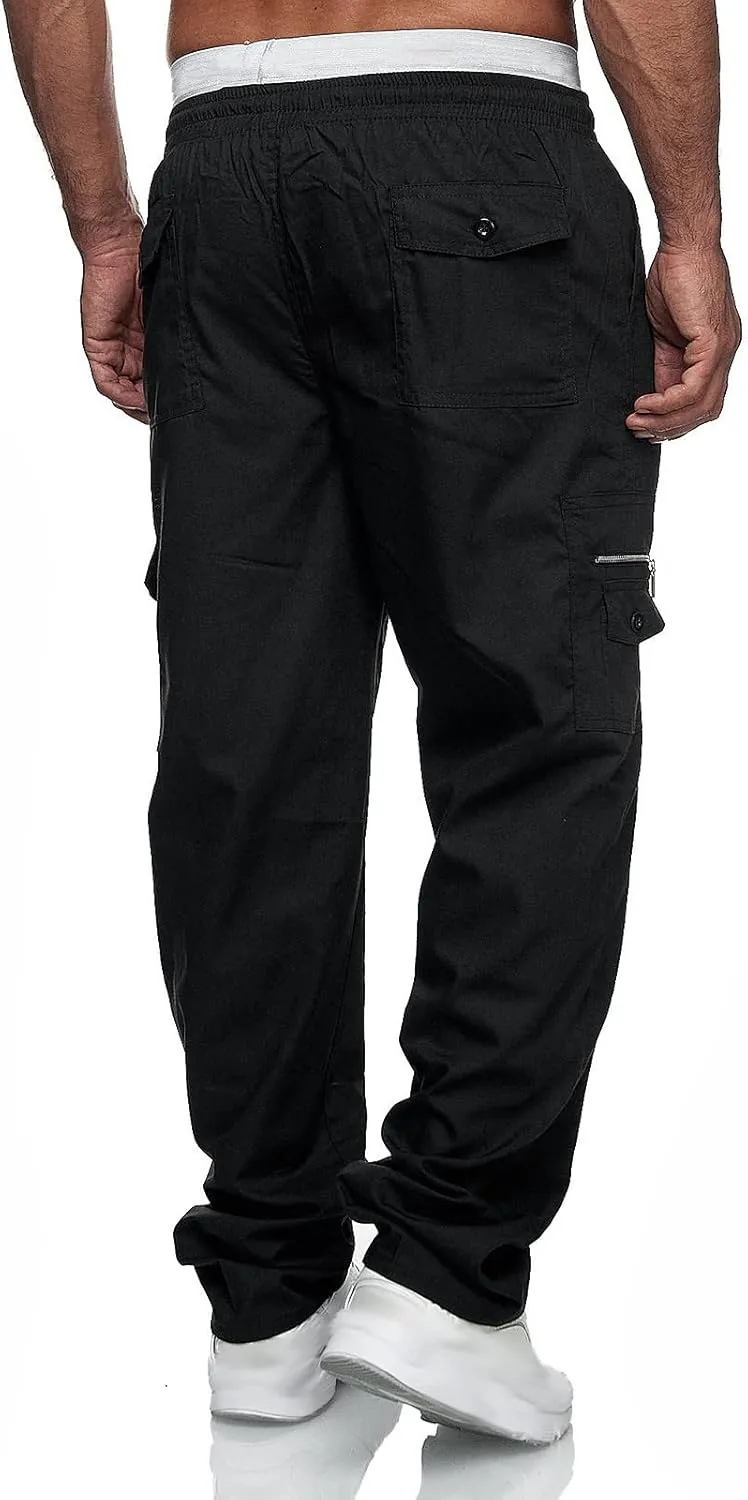 Cargo Sweatpants for Men BaggyMultiple Pockets Track PantsElastic Waist Cargo Pants Casual Trousers