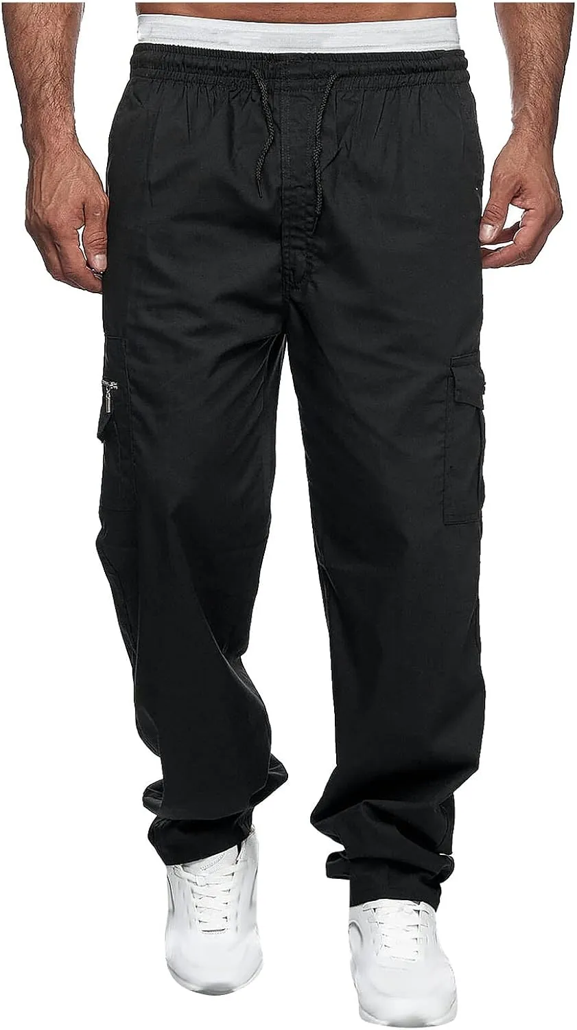 Cargo Sweatpants for Men BaggyMultiple Pockets Track PantsElastic Waist Cargo Pants Casual Trousers