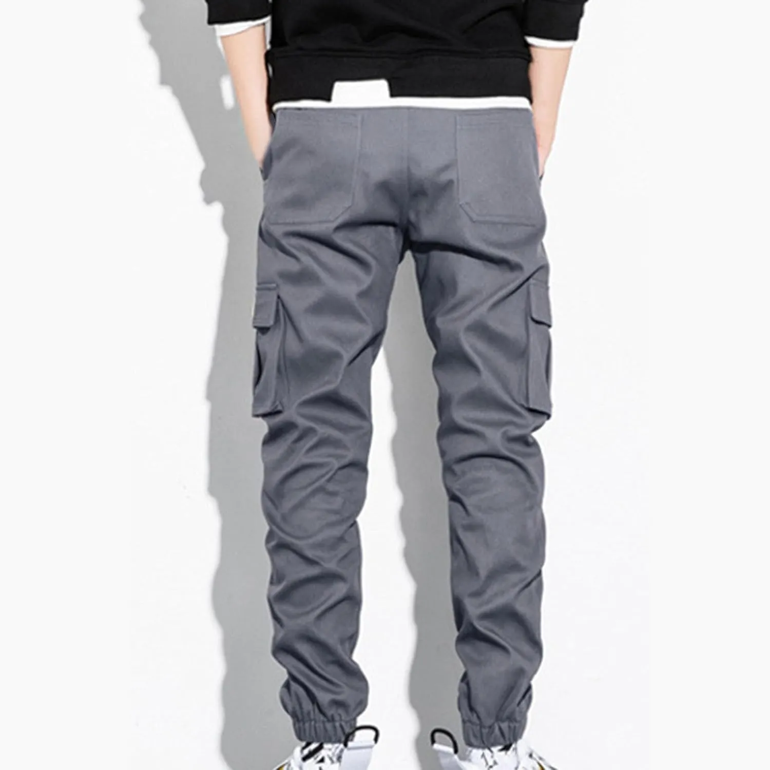 Casual Cargo Pants for Men, Stretch Elastic Waist Drawstring Outdoor Joggers Pants Tapered Sweatpants with Pockets