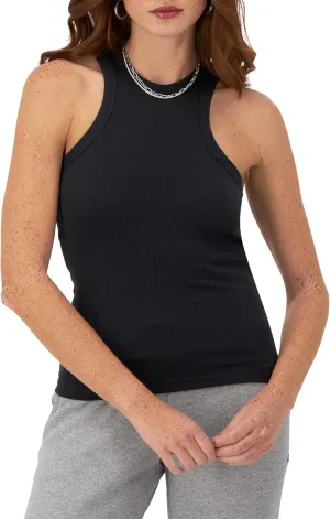 Champion Women's Tank Top, Ribbed High Neck Tank Top, Fitted Sleeveless Top for Women