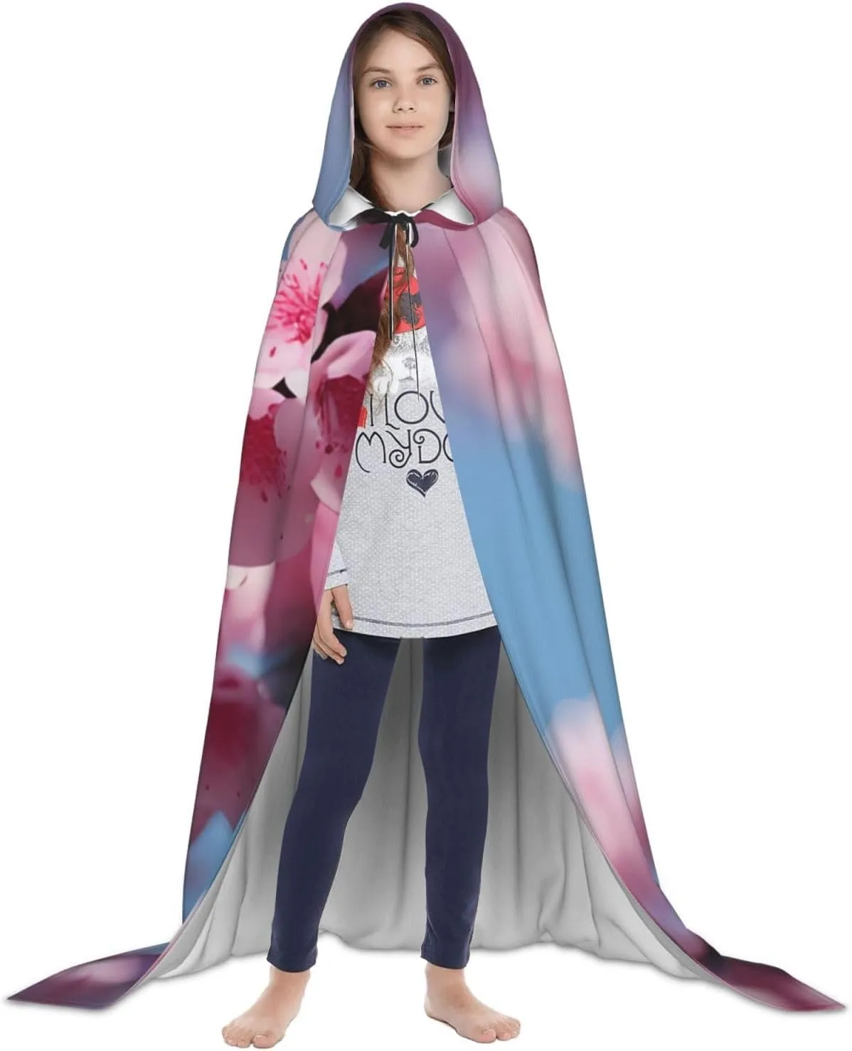 Cherry Blossoms Hooded Cloak Coat Winter Warm Long Cloak Cosplay Costumes Outerwear Carnivals Hoodies Capes