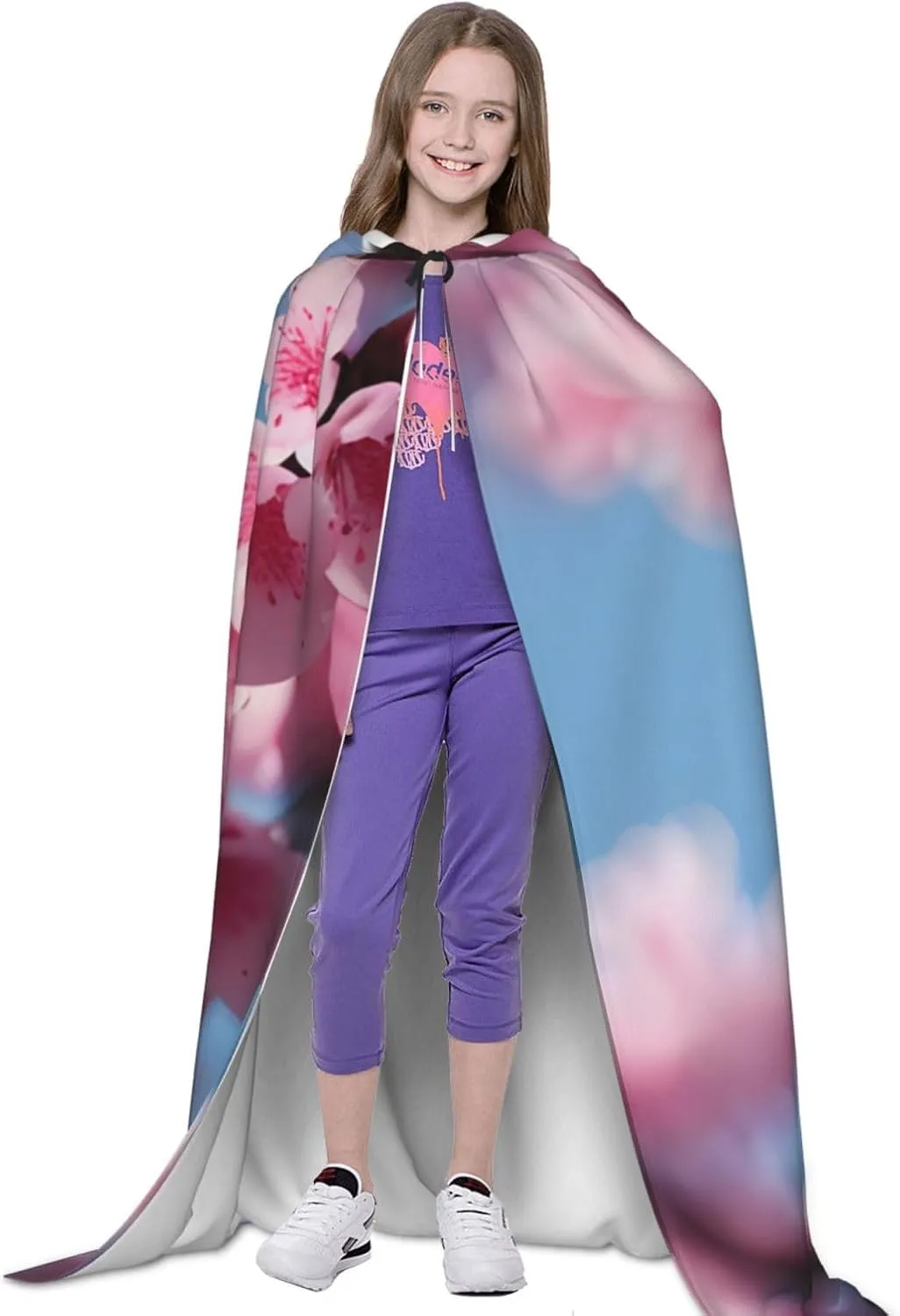 Cherry Blossoms Hooded Cloak Coat Winter Warm Long Cloak Cosplay Costumes Outerwear Carnivals Hoodies Capes