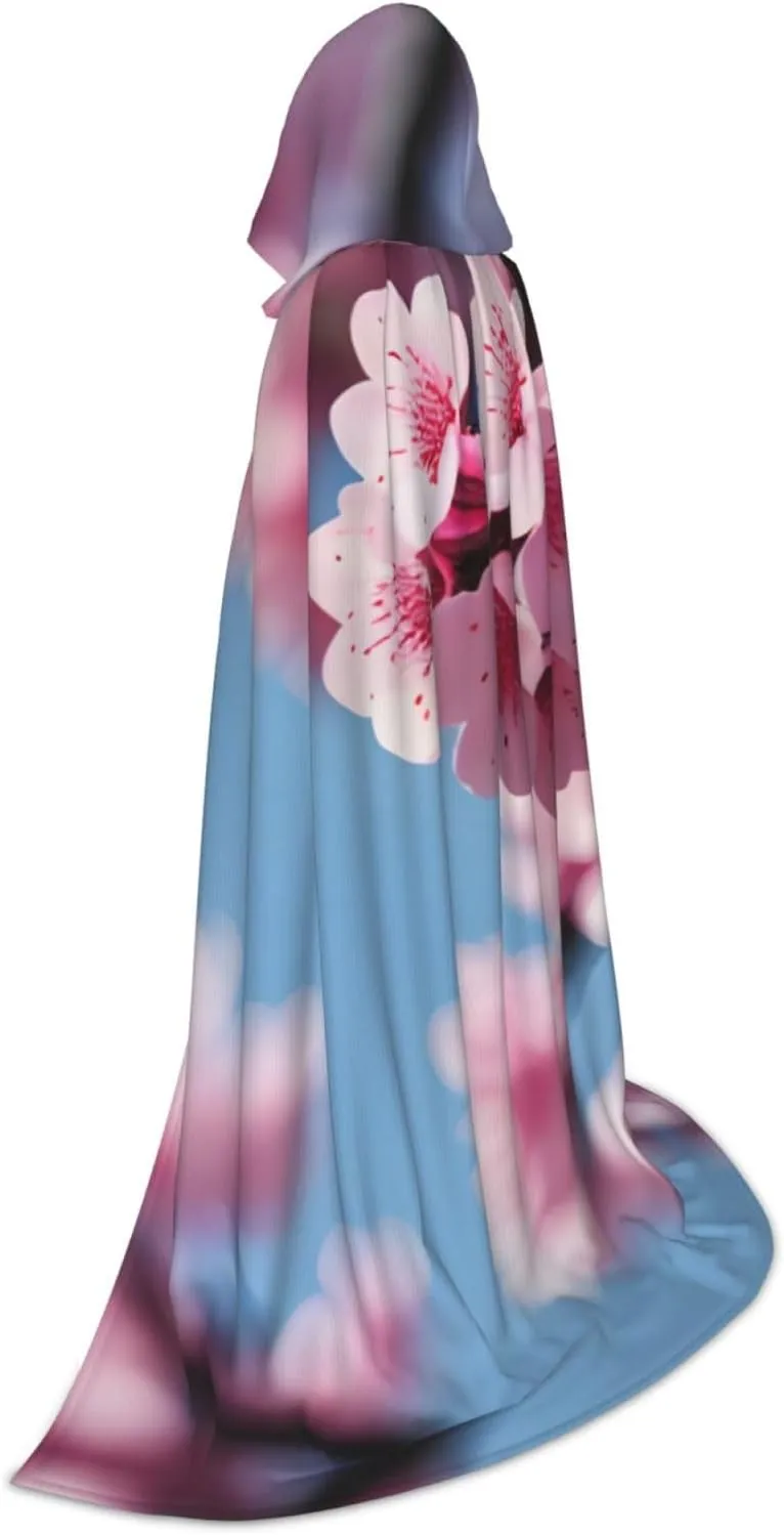 Cherry Blossoms Hooded Cloak Coat Winter Warm Long Cloak Cosplay Costumes Outerwear Carnivals Hoodies Capes
