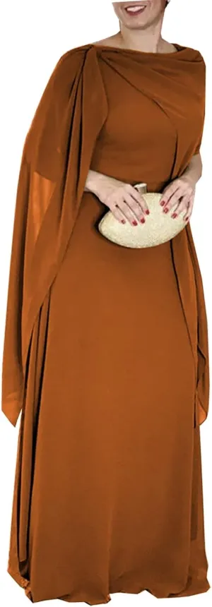 Chiffon Mother of The Bride Dresses for Wedding Plus Size Wedding Dress with Shawl Long Formal Evening Party Dress