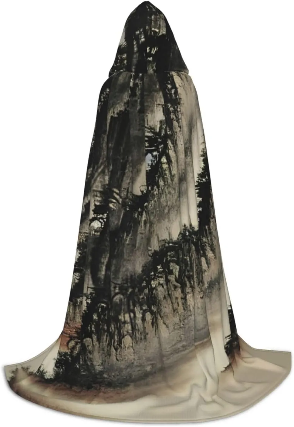 Chinese Painting Hooded Cloak Coat Winter Warm Long Cloak Cosplay Costumes Outerwear Carnivals Hoodies Capes