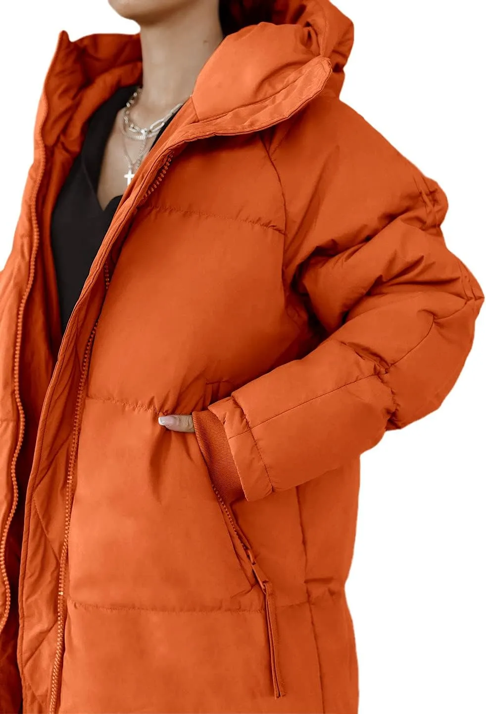 chouyatou Women's Warm Winter Hooded Long Quilted Puffer Down Coat Jacket Outerwear