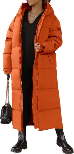 chouyatou Women's Warm Winter Hooded Long Quilted Puffer Down Coat Jacket Outerwear