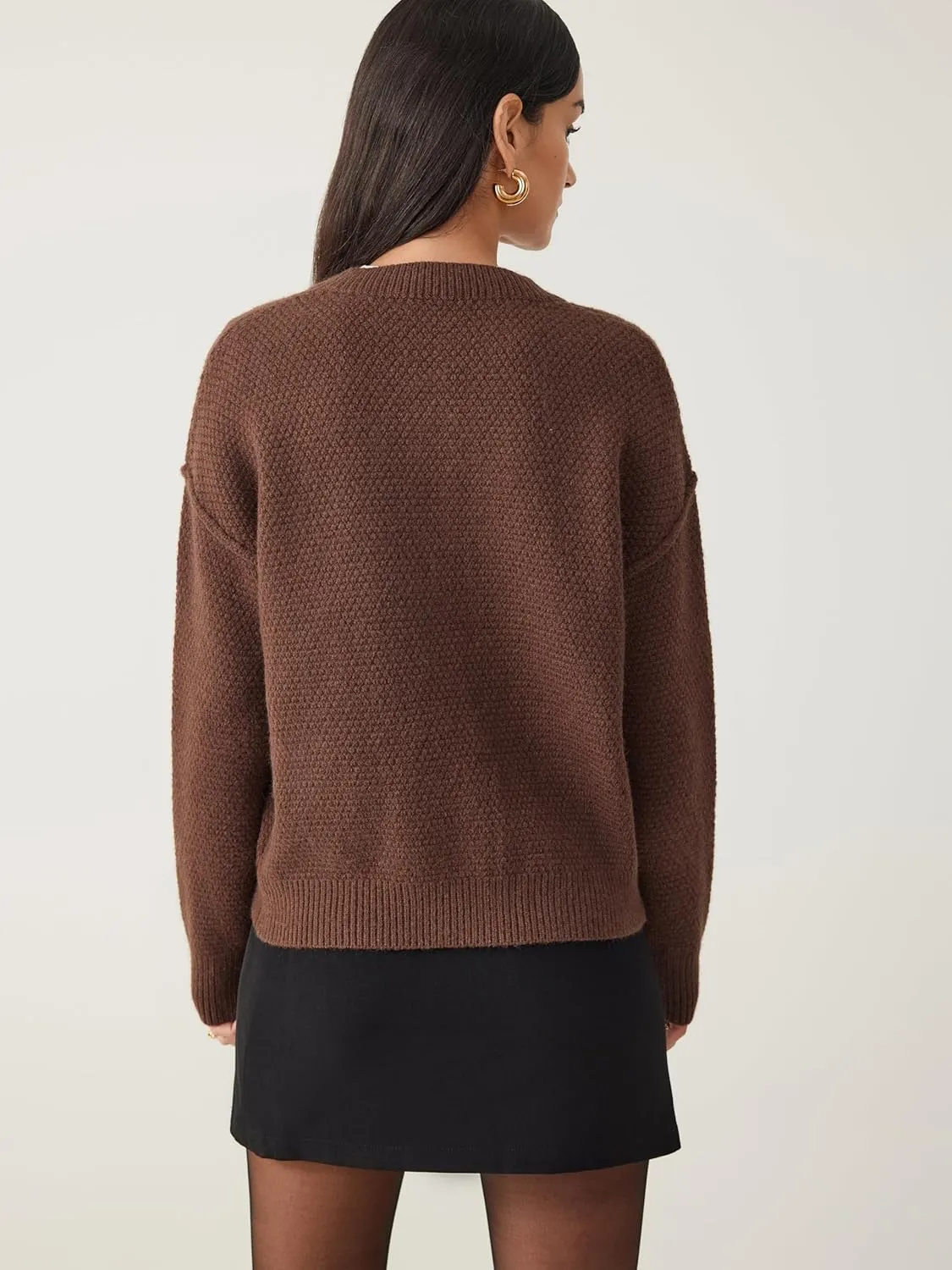 CIDER Women's Knit Cardigan Button Down Crew Neck Long Sleeve Open Front Thick Outerwear Winter Outfit