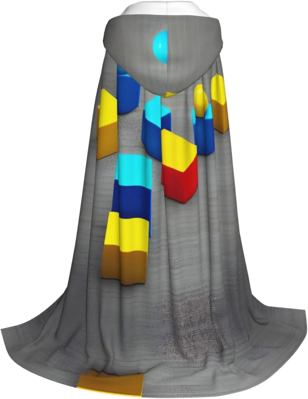 Colorful Blocks Hood Cloak,Hooded Cape Cloak,Halloween Witch Wizard Raven Vampire Cosplay