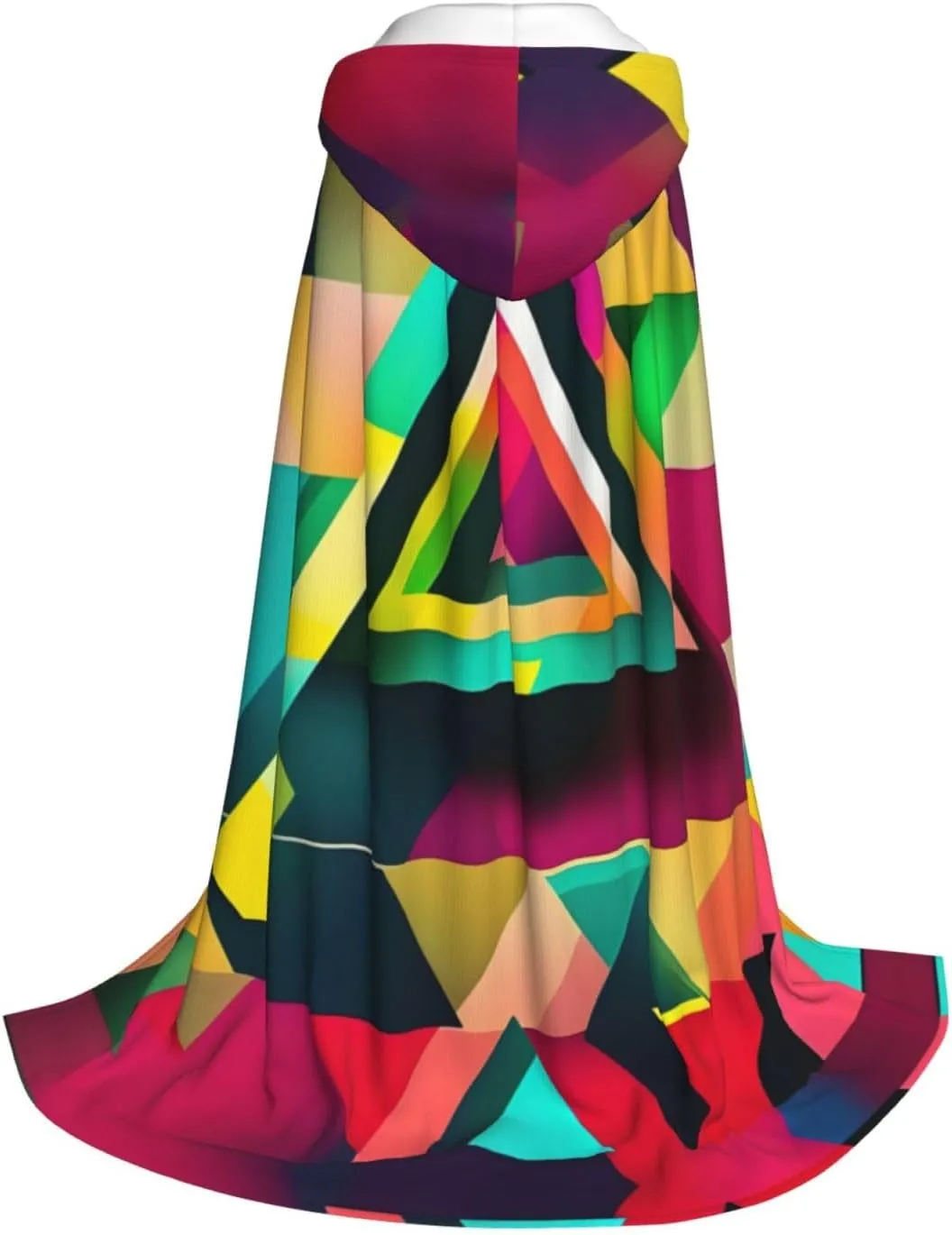 Colorful Triangle Pattern Hooded Cloak Coat Winter Warm Long Cloak Cosplay Costumes Outerwear Carnivals Hoodies Capes