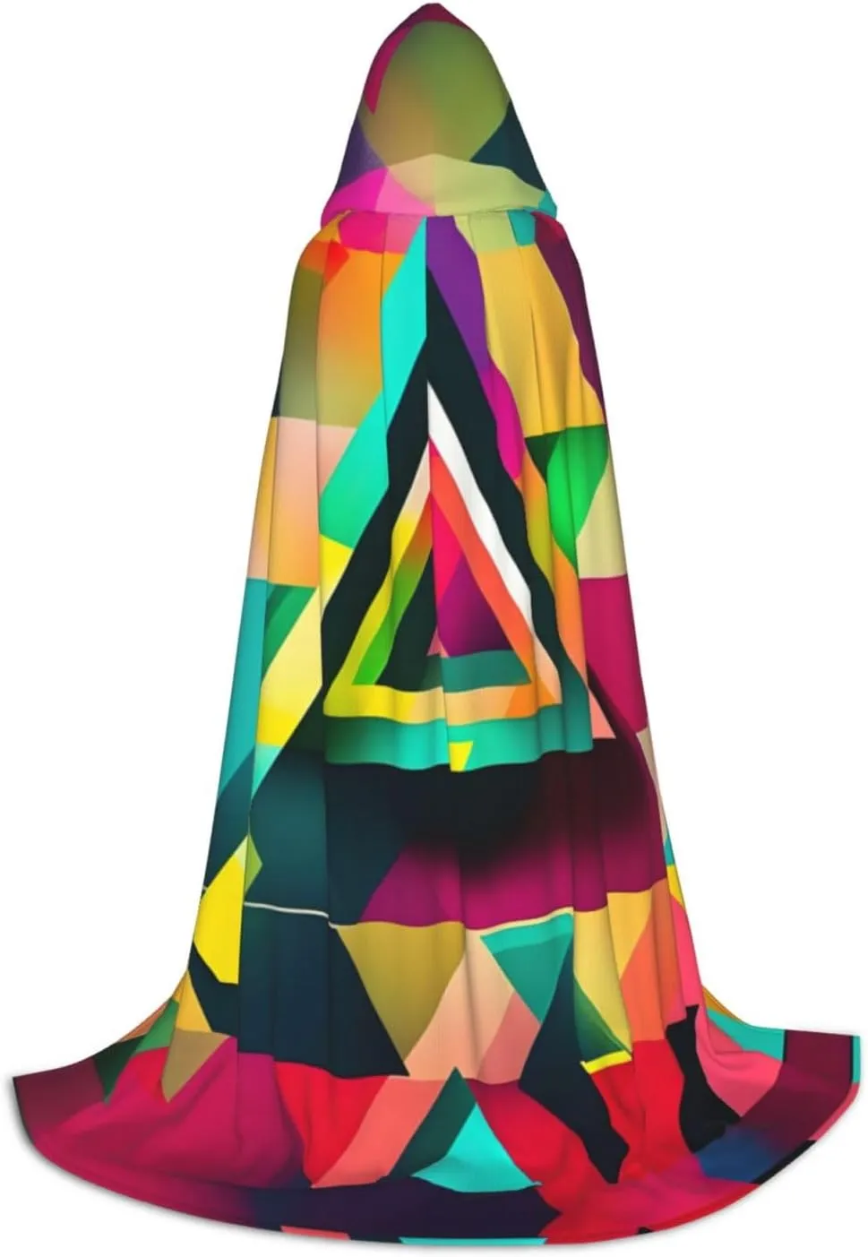 Colorful Triangle Pattern Hooded Cloak Coat Winter Warm Long Cloak Cosplay Costumes Outerwear Carnivals Hoodies Capes