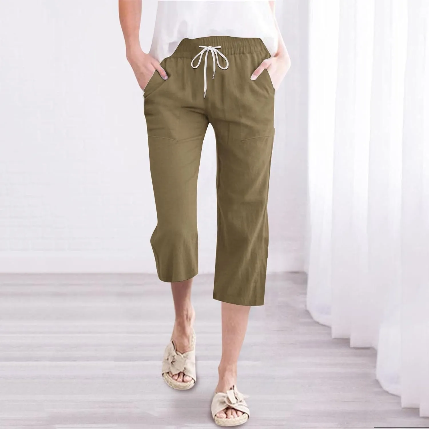 Comfortable Drawstring Pants for Women Elastic Waist Home Daily Wear Legging Office Work Regular Relax Casual Trouser