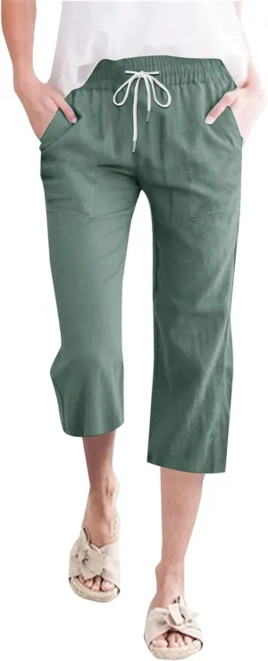 Comfortable Drawstring Pants for Women Elastic Waist Home Daily Wear Legging Office Work Regular Relax Casual Trouser