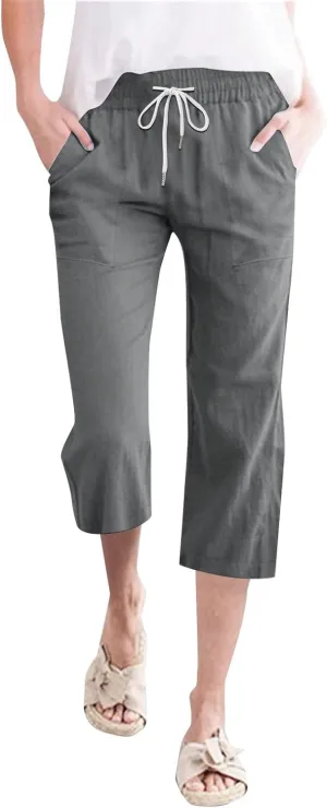 Comfortable Drawstring Pants for Women Elastic Waist Home Daily Wear Legging Office Work Regular Relax Casual Trouser