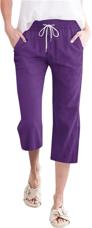 Comfortable Drawstring Pants for Women Elastic Waist Home Daily Wear Legging Office Work Regular Relax Casual Trouser