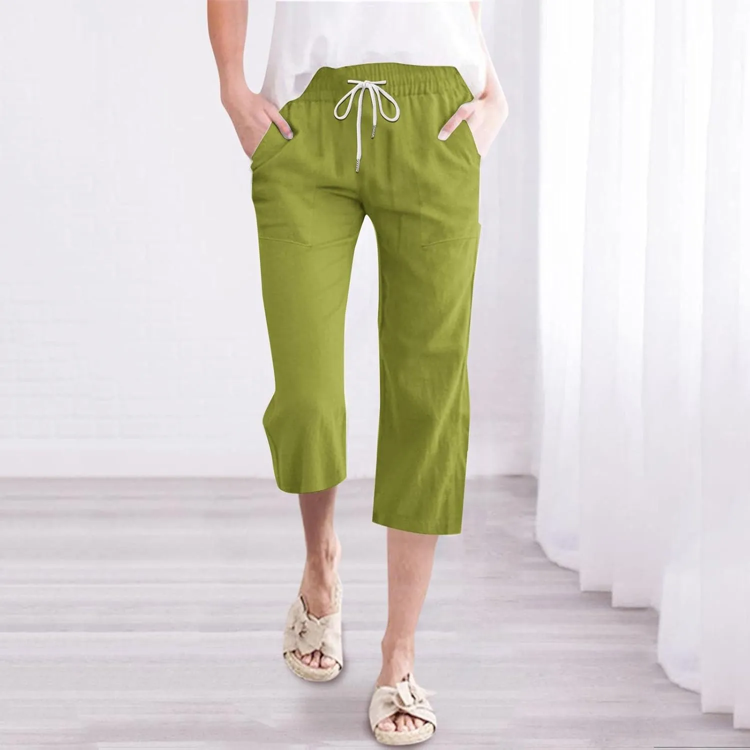 Comfortable Drawstring Pants for Women Elastic Waist Home Daily Wear Legging Office Work Regular Relax Casual Trouser