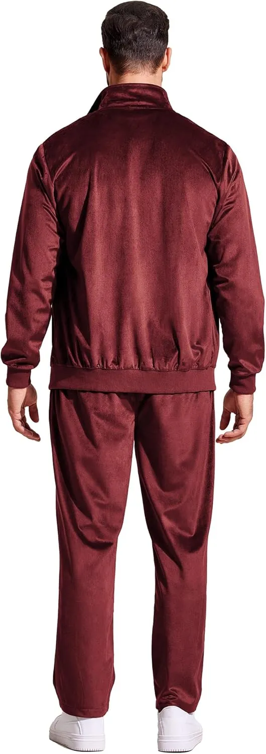 COOFANDY Mens 2 Piece Velour Tracksuit Full Zip Jackets Pants Velvet Jogging Suits Sweatsuit Set