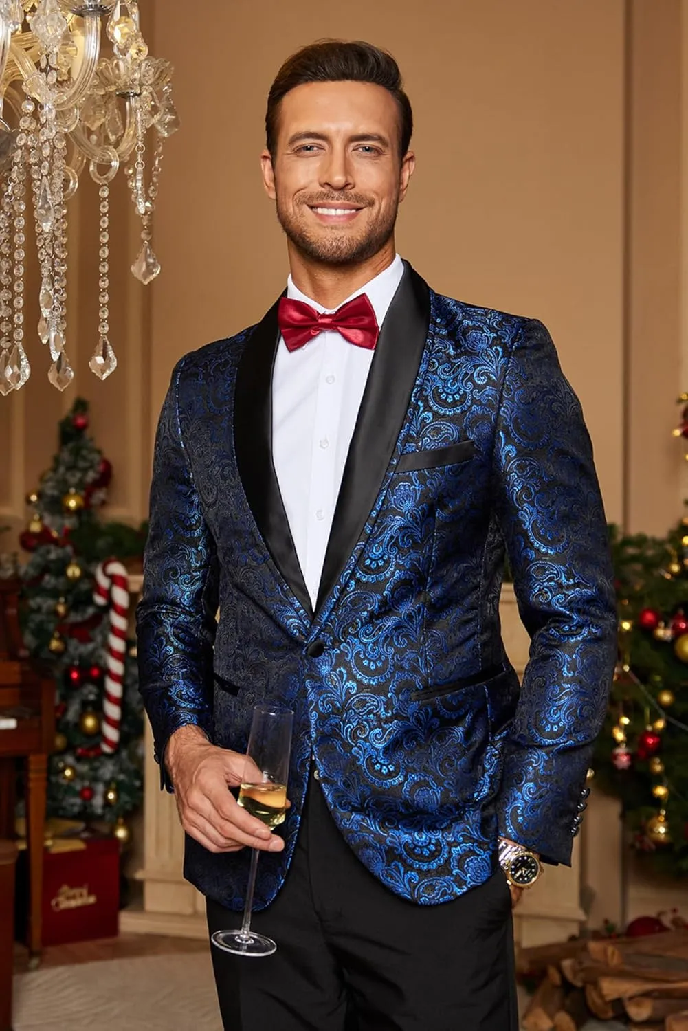COOFANDY Men's Floral Tuxedo Suit Jacket Slim Fit Dinner Jacket Party Prom Wedding Blazer Jackets