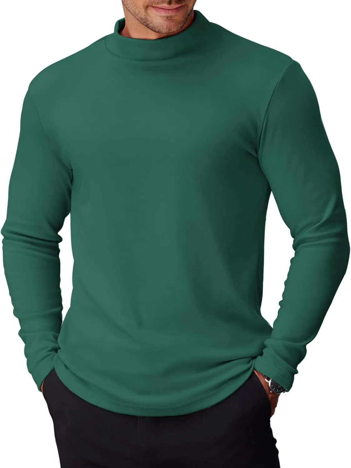 COOFANDY Mens Mock Turtleneck Long Sleeve Shirts Basic Thermal Turtle Neck Undershirt Lightweight Pullover Sweaters Top
