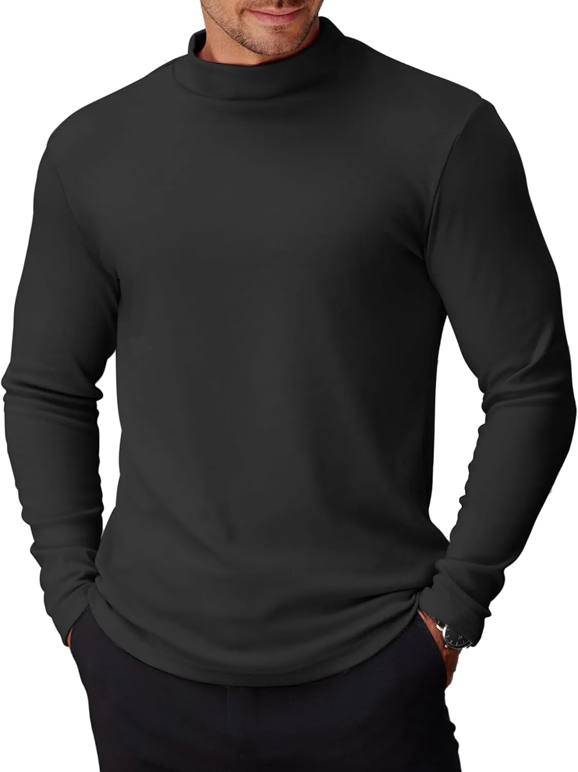 COOFANDY Mens Mock Turtleneck Long Sleeve Shirts Basic Thermal Turtle Neck Undershirt Lightweight Pullover Sweaters Top