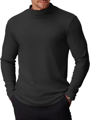 COOFANDY Mens Mock Turtleneck Long Sleeve Shirts Basic Thermal Turtle Neck Undershirt Lightweight Pullover Sweaters Top