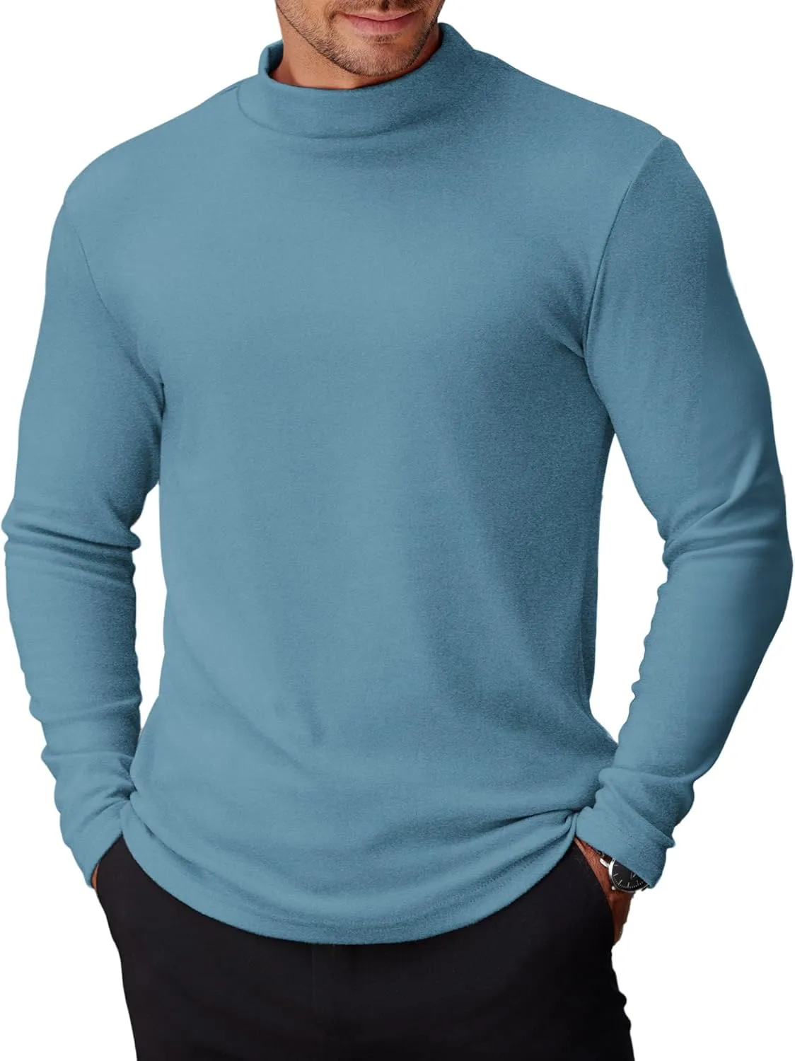 COOFANDY Mens Mock Turtleneck Long Sleeve Shirts Basic Thermal Turtle Neck Undershirt Lightweight Pullover Sweaters Top
