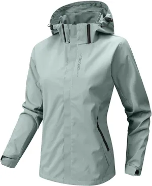cooki Rain Coat Women with Hood Waterproof Windbreaker Lightweight Raincoats Travel Rain Jacket Breathable Trench Coat