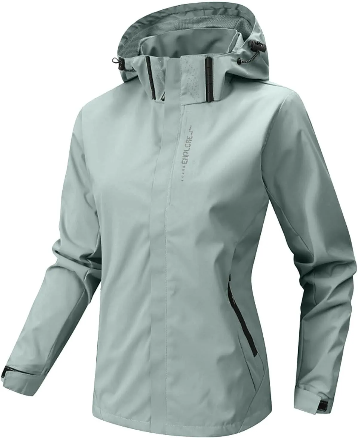 cooki Rain Coat Women with Hood Waterproof Windbreaker Lightweight Raincoats Travel Rain Jacket Breathable Trench Coat