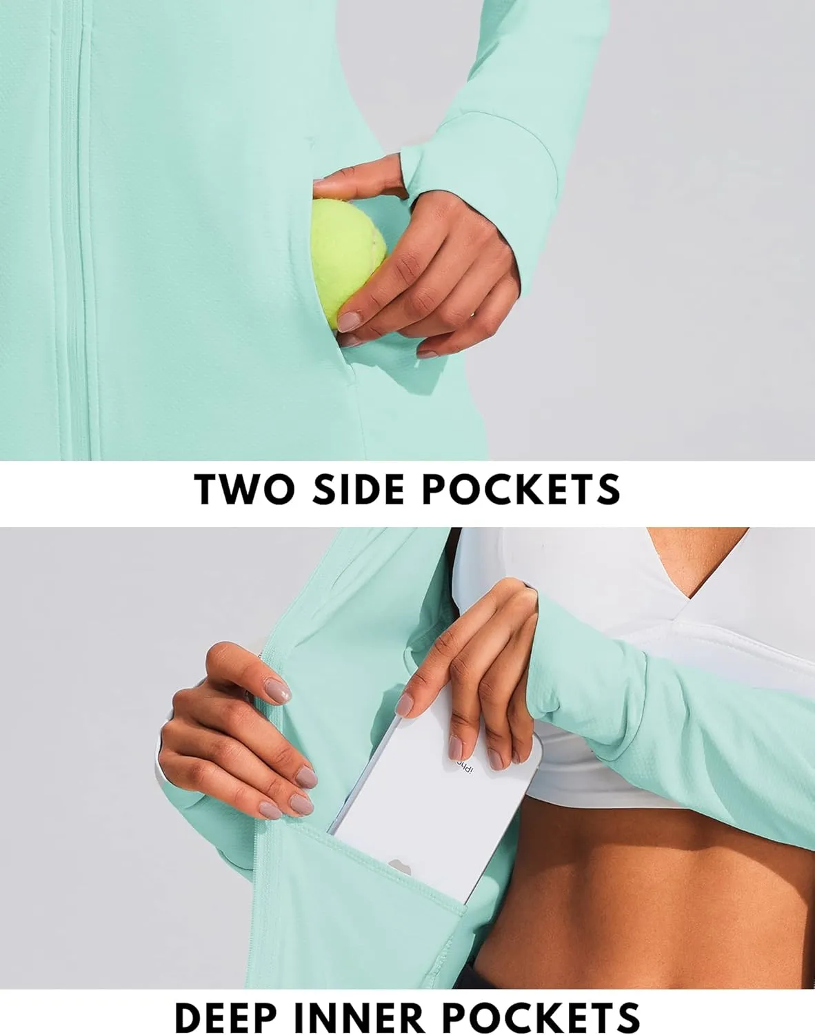 COOrun Women's UPF 50  Sun Protection Hoodie Jackets Full Zip Long Sleeve Active Shirts Outdoor Hiking Running